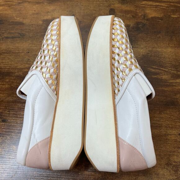 Flamingos Spain Coconut Platform Sneakers 7 Womens Slip On Metallic Geo Leather - Picture 5 of 11